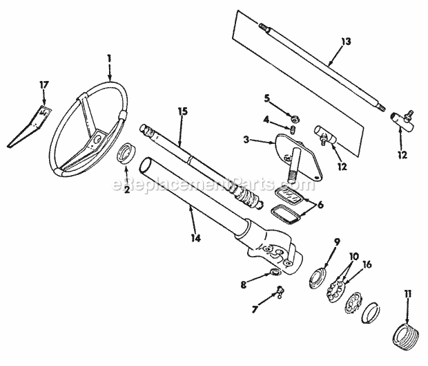 Steering Gear & Connections Diagram and Parts List for 169 2050048U Cub Cadet Lawn Tractor